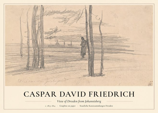 Caspar David Friedrich View of Dresden from Johannisberg No1 - Póster