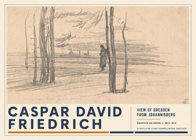 Caspar David Friedrich View of Dresden from Johannisberg No3 - Póster