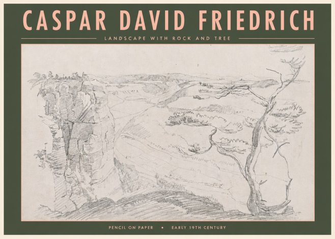 Caspar David Friedrich Landscape with Rocks and a Tree No5 - Póster