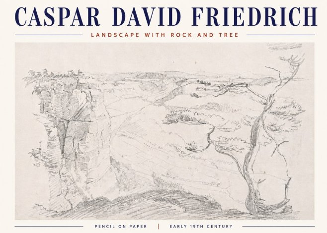 Caspar David Friedrich Landscape with Rocks and a Tree No6 - Póster