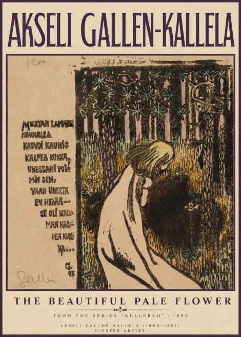 Akseli Gallen-Kallela The Beautiful Pale Flower No3 - Póster