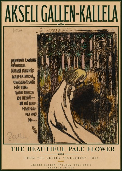 Akseli Gallen-Kallela The Beautiful Pale Flower No6 - Póster