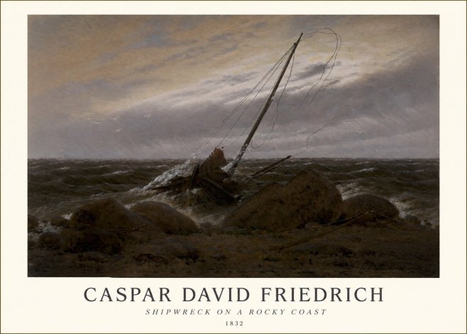 Caspar David Friedrich Shipwreck on a Rocky Coast No1 - Póster