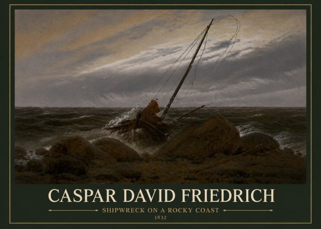 Caspar David Friedrich Shipwreck on a Rocky Coast No3 - Póster