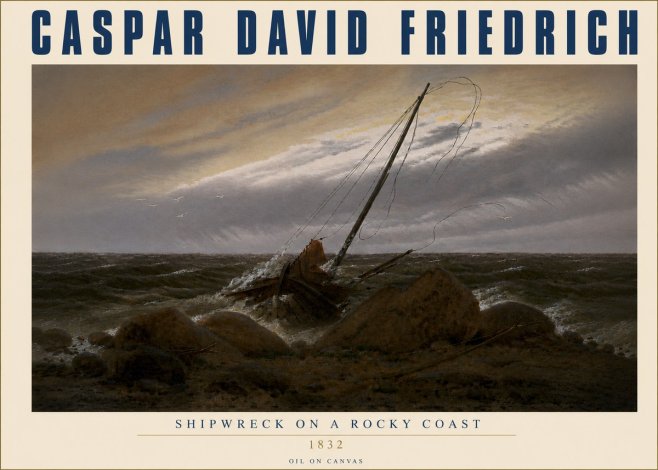 Caspar David Friedrich Shipwreck on a Rocky Coast No4 - Póster