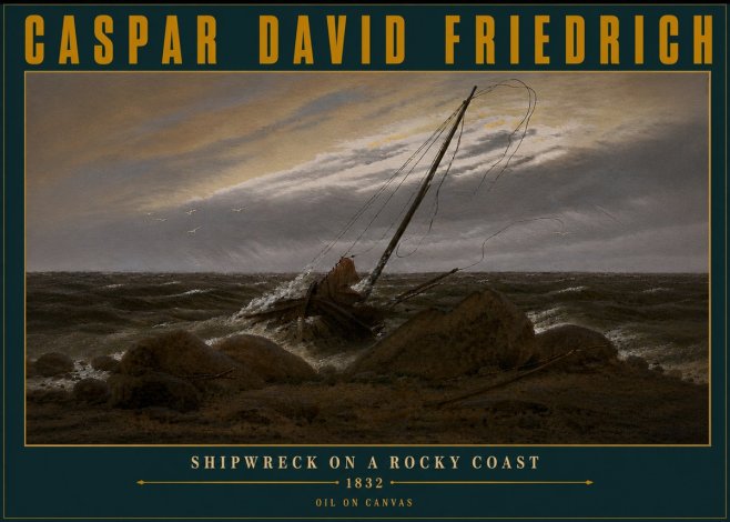 Caspar David Friedrich Shipwreck on a Rocky Coast No6 - Póster