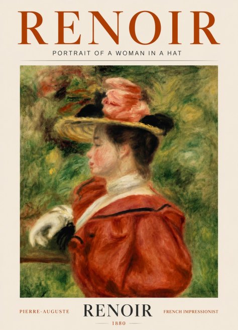 Renoir Portrait of a Woman in a Hat No5 - Póster