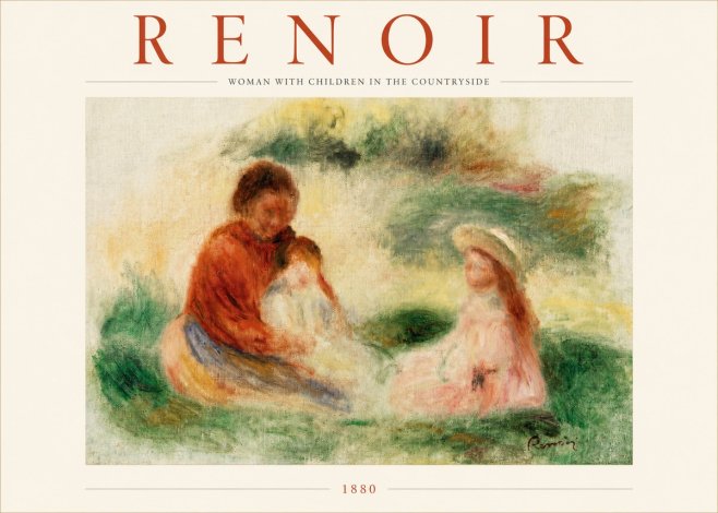 Renoir Woman with Children in the Countryside No3 - Póster