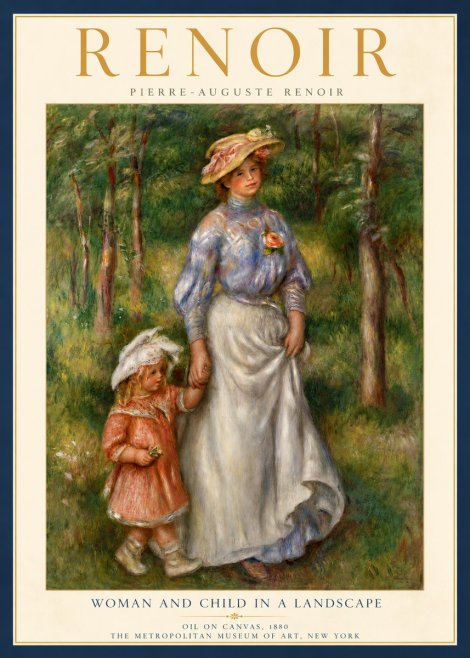 Renoir Woman and Child in a Landscape No5 - Póster