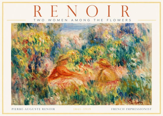 Renoir Two Women Among the Flowers No2 - Póster
