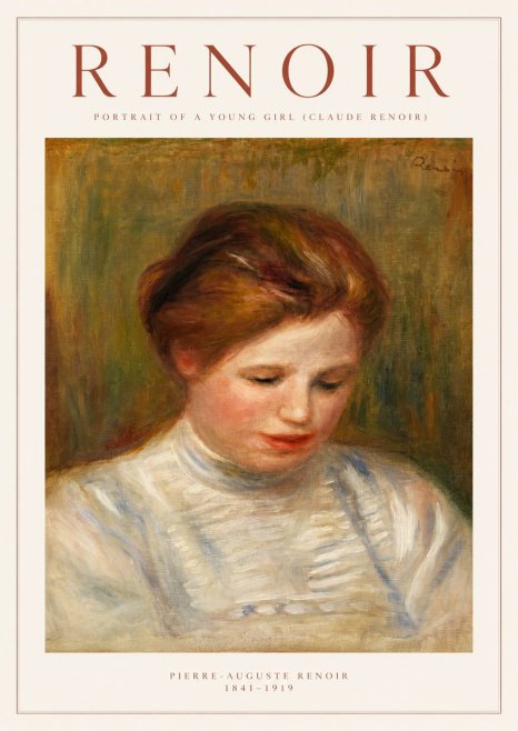 Renoir Portrait of a Young Girl (Claude Renoir) No1 - Póster