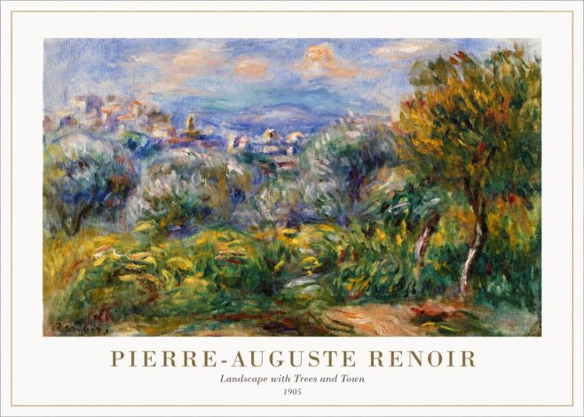 Renoir Landscape with Trees and Town No1 - Póster