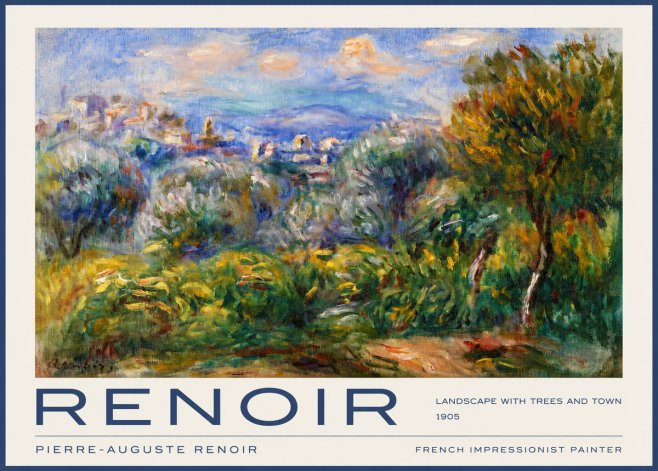 Renoir Landscape with Trees and Town No2 - Póster