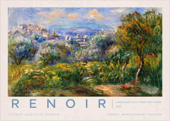 Renoir Landscape with Trees and Town No4 - Póster