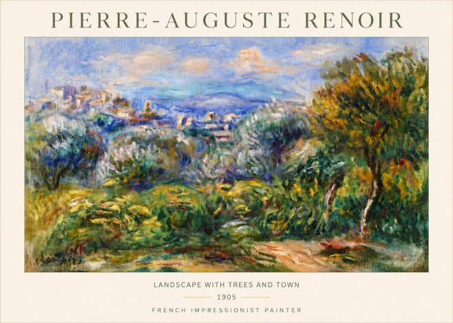 Renoir Landscape with Trees and Town No5 - Póster