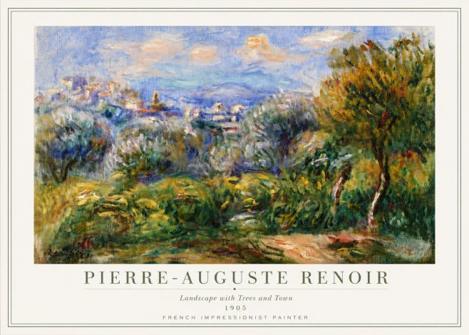 Renoir Landscape with Trees and Town No6 - Póster