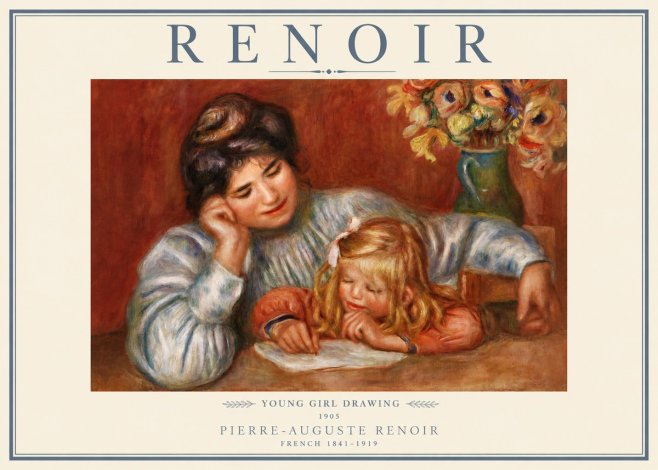 Renoir Young Girl Drawing No3 - Póster