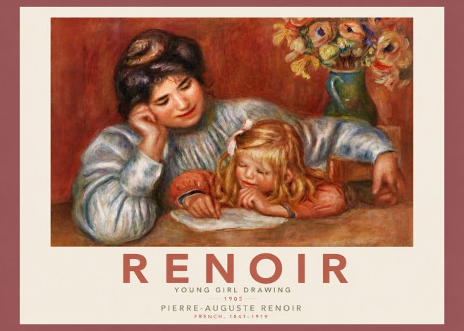 Renoir Young Girl Drawing No4 - Póster