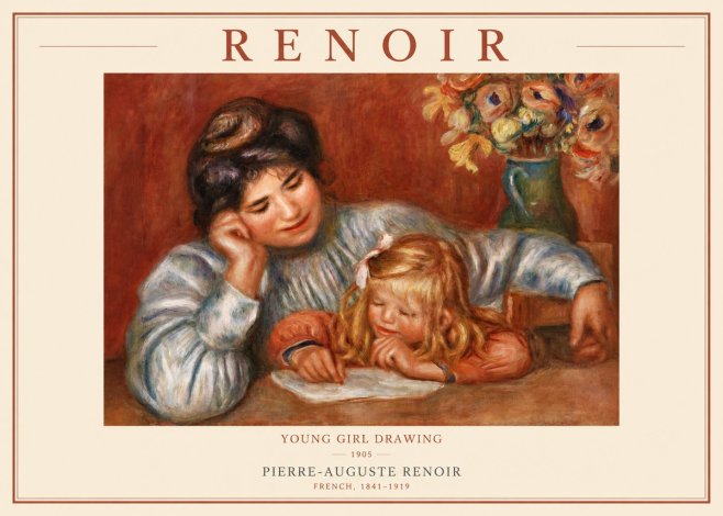 Renoir Young Girl Drawing No6 - Póster