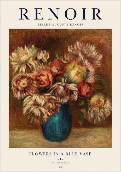 Renoir Flowers in a Blue Vase No1 - Póster