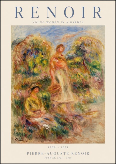 Renoir Young Women in a Garden No1 - Póster