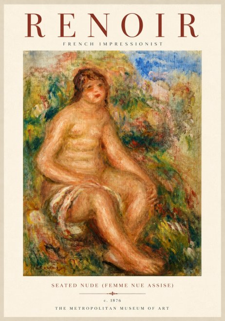 Renoir Seated Nude (Femme Nue Assise) No5 - Póster