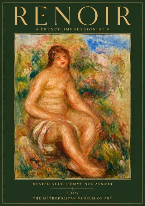 Renoir Seated Nude (Femme Nue Assise) No6 - Póster