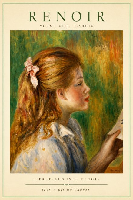 Renoir Young Girl Reading II No4 - Póster