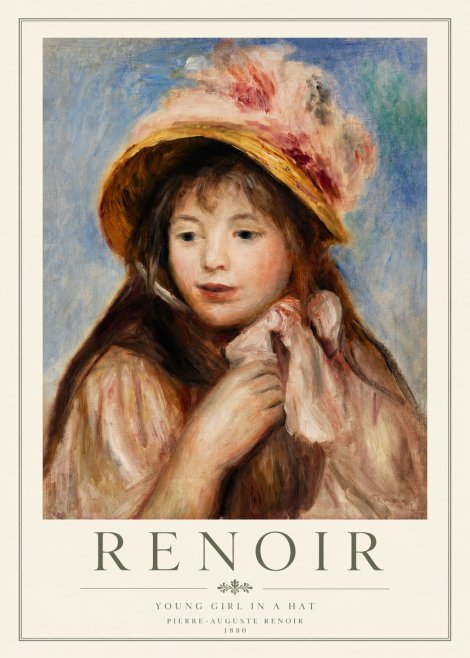 Renoir Young Girl in a Hat No2 - Póster