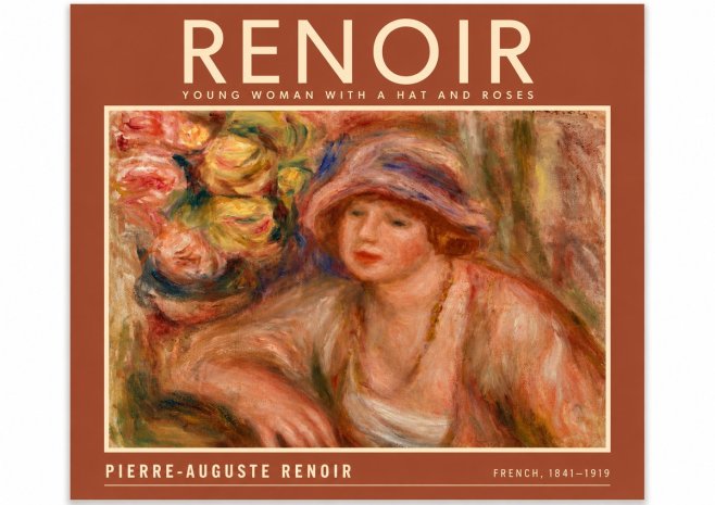 Renoir Young Woman with a Hat and Roses No6 - Póster