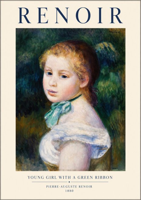 Renoir Young Girl with a Green Ribbon No1 - Póster