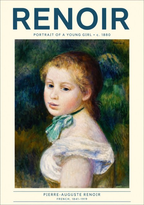 Renoir Young Girl with a Green Ribbon No3 - Póster