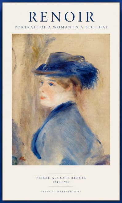 Renoir Portrait of a Woman in a Blue Hat No1 - Póster