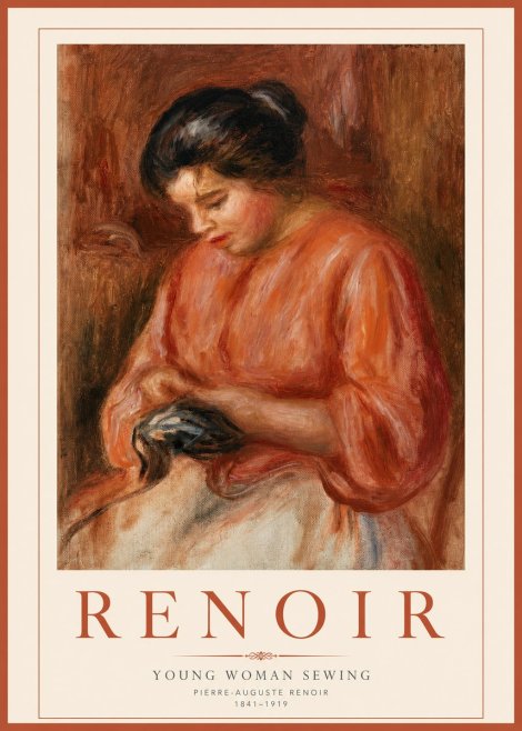 Renoir Young Woman Sewing I No2 - Póster