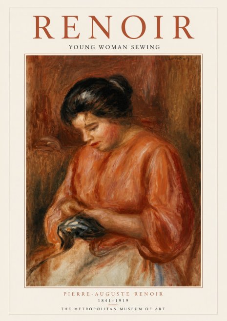 Renoir Young Woman Sewing No6 - Póster