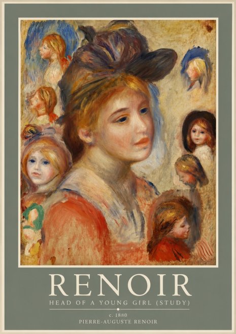 Renoir Head of a Young Girl (Study) No2 - Póster