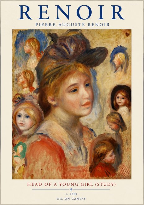 Renoir Head of a Young Girl (Study) No3 - Póster
