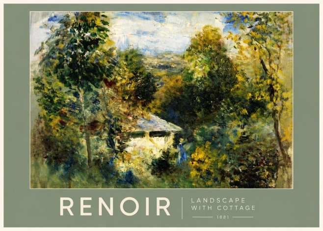 Renoir Landscape with a Cottage No5 - Póster