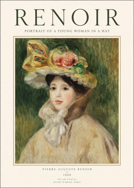 Renoir Portrait of a Young Woman in a Hat No1 - Póster
