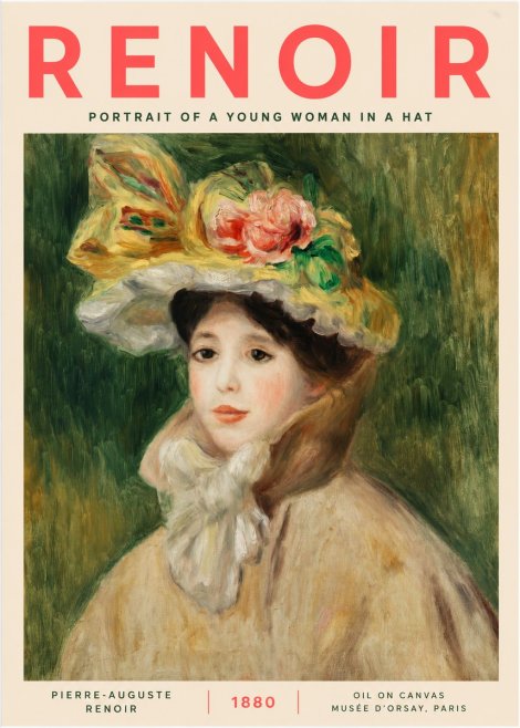 Renoir Portrait of a Young Woman in a Hat No2 - Póster