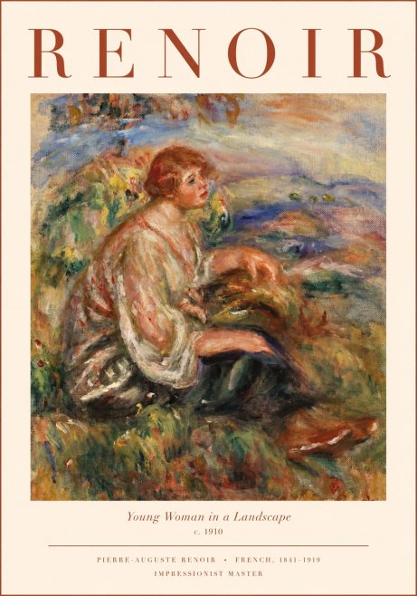 Renoir Young Woman in a Landscape No1 - Póster
