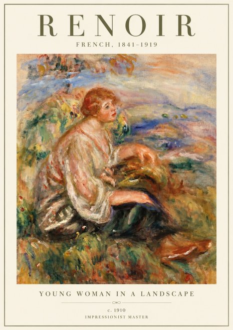 Renoir Young Woman in a Landscape No2 - Póster
