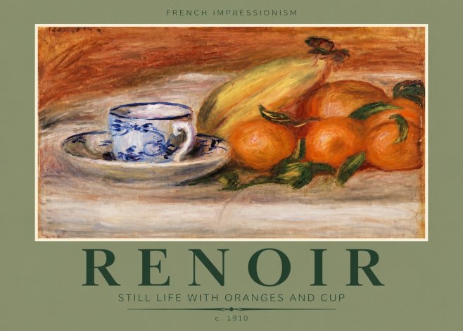 Renoir Still Life with Oranges and Cup No4 - Póster