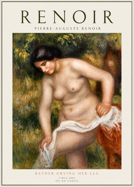 Renoir Bather Drying Her Leg No1 - Póster