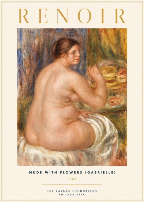 Renoir Seated Nude with Flowers (Also Known as the Large Bather) No2 - Póster