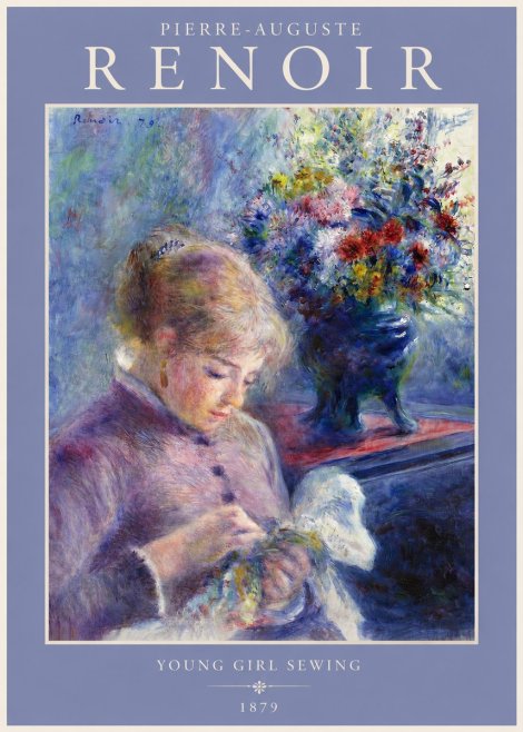 Renoir Young Girl Sewing No2 - Póster