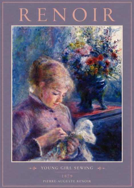 Renoir Young Girl Sewing No4 - Póster