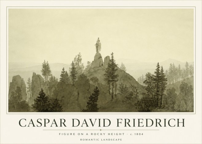 Caspar David Friedrich Figure on a Rocky Height No3 - Póster