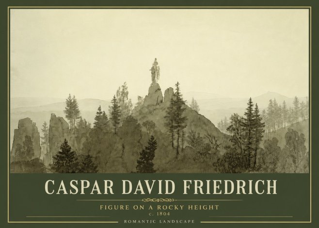 Caspar David Friedrich Figure on a Rocky Height No4 - Póster