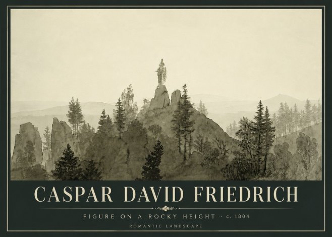 Caspar David Friedrich Figure on a Rocky Height No6 - Póster